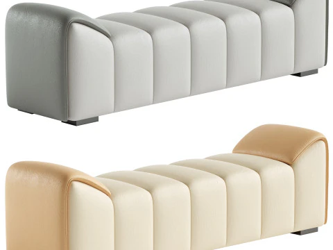 Mit Armlehnen gepolsterte skandinavische Schlafzimmerbank 3D Modell