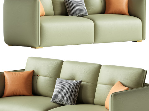 Modern Green Tech Cloth Upholstered Sraight-back Sofa 3D मॉडल