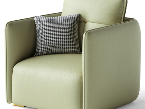 Modern Green Tech Cloth Upholstered Sraight-back Armchair 3D Model