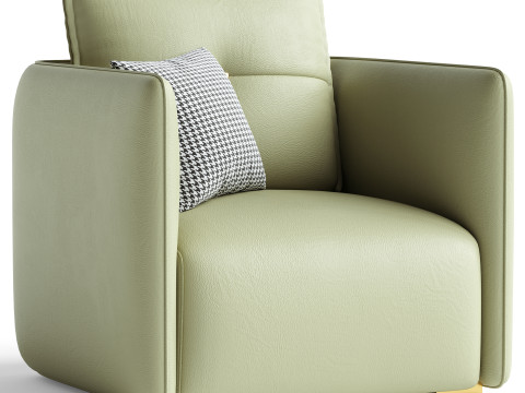 Modern Green Tech Cloth Upholstered Sraight-back Armchair Model 3D