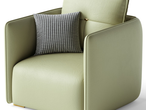 Modern Green Tech Cloth Upholstered Sraight-back Armchair Model 3D