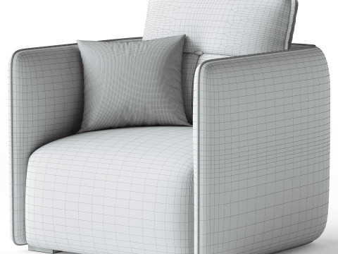Modern Green Tech Cloth Upholstered Sraight-back Armchair Model 3D