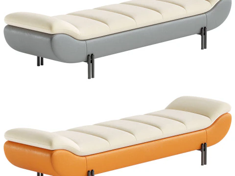 Banco de dormitorio moderno de madera tapizado sin respaldo y sin brazos Modelo 3D