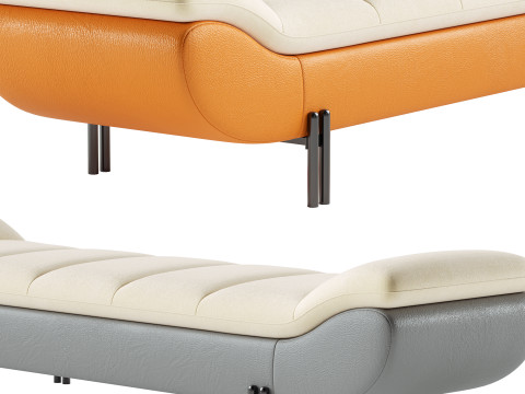Armless Backless Upholstered Wood Modern Bedroom Bench Model 3D