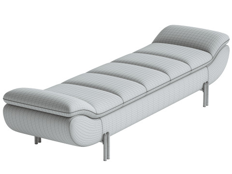 Armless Backless Upholstered Wood Modern Bedroom Bench Model 3D