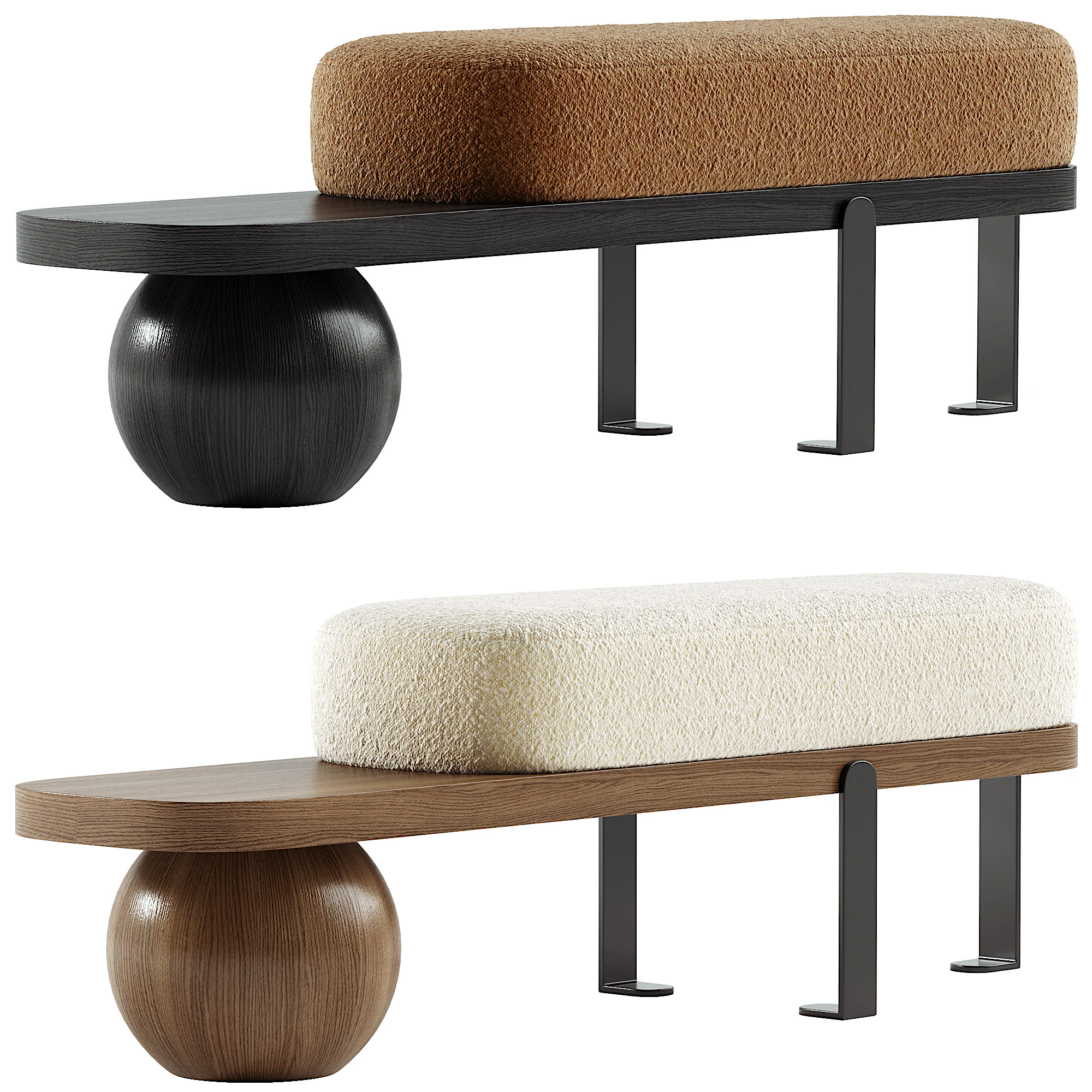 Solid Color Modern Upholstered Entryway Bench 3D Model .c4d .max .obj .3ds .fbx .stl .blend