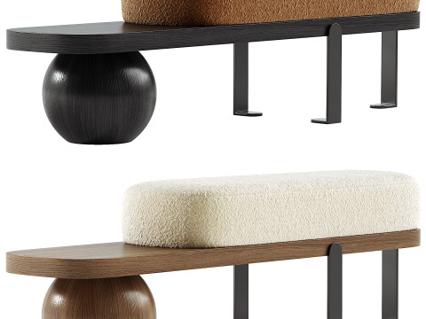 Solid Color Modern Upholstered Entryway Bench Model 3D