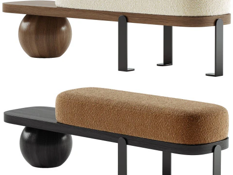 Solid Color Modern Upholstered Entryway Bench 3D Model