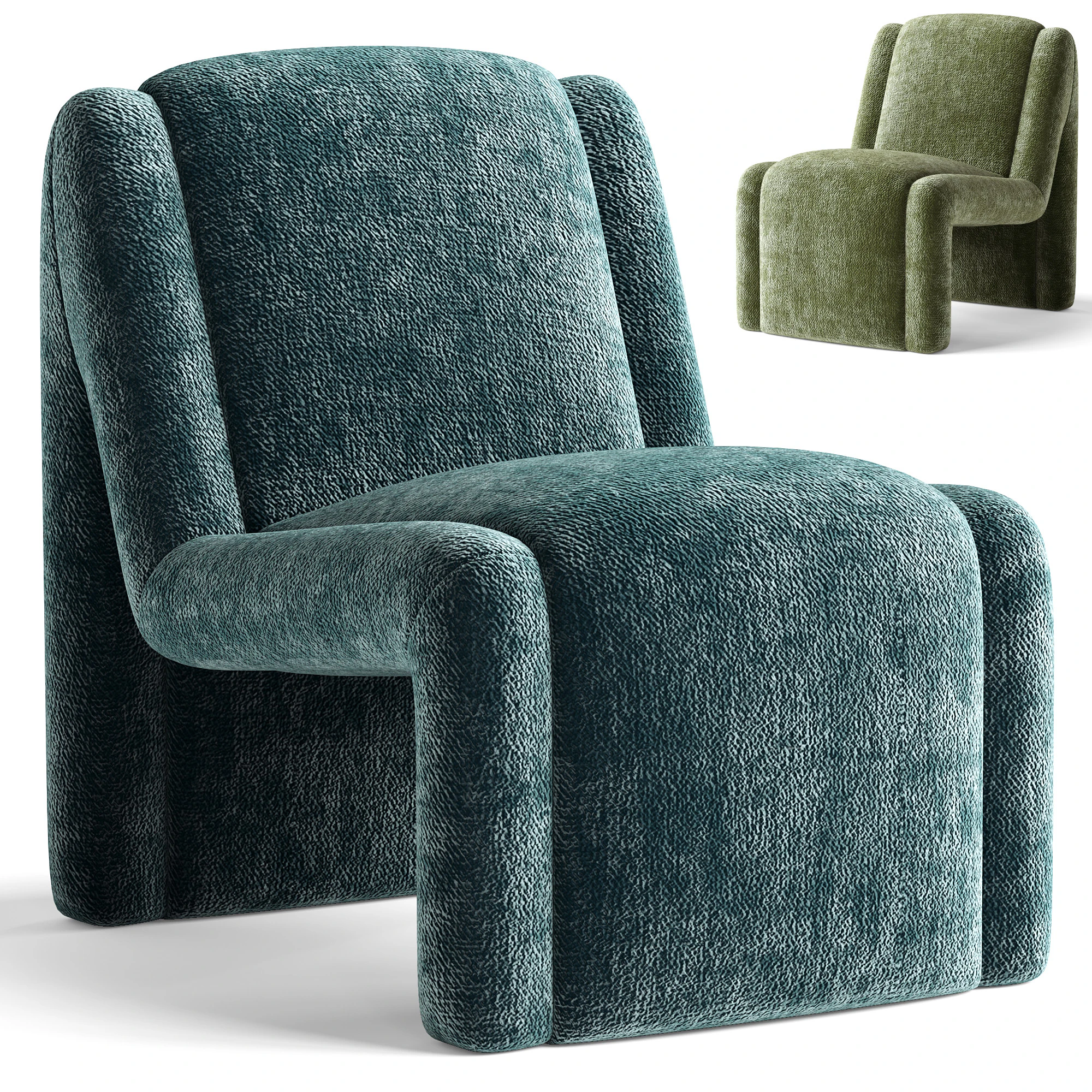 McCall Chenille Accent Chair 3D Model .c4d .max .obj .3ds .fbx .stl .blend 