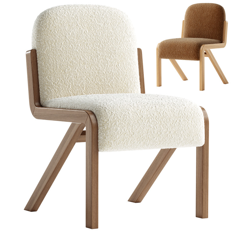 Boucle Rani Armless Dining Chair 3D मॉडल .c4d .max .obj .3ds .fbx .stl .blend