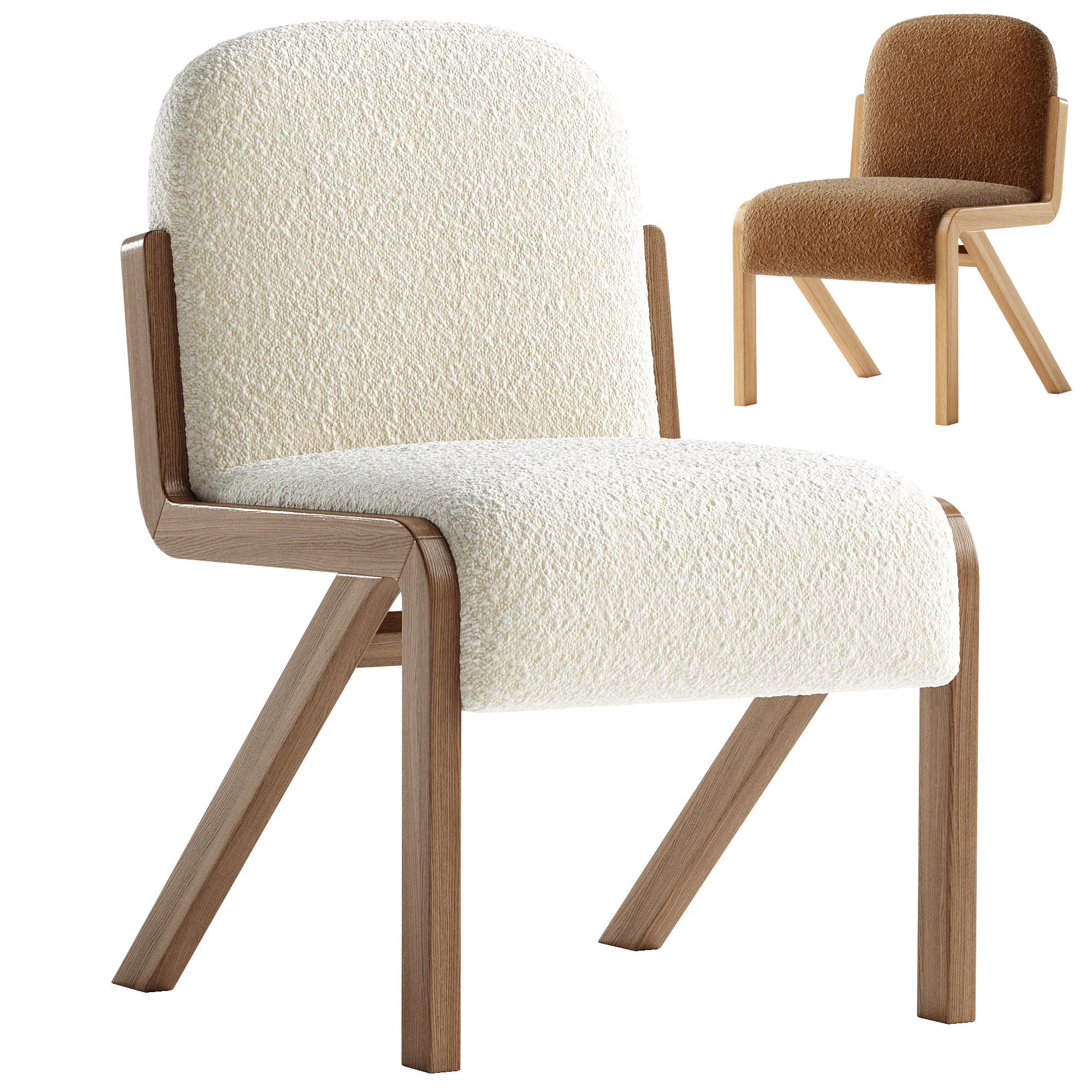 Boucle Rani Armless Dining Chair 3D Model .c4d .max .obj .3ds .fbx .stl .blend