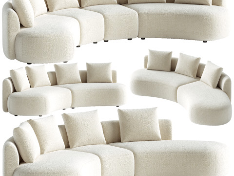 Pebble Boucle Curved Modular Sofa Modelo 3D