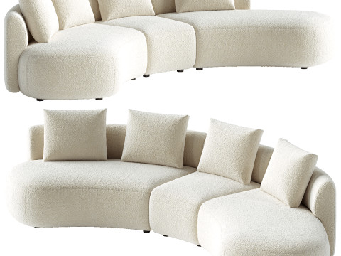 Pebble Boucle Curved Modular Sofa Modèle 3D
