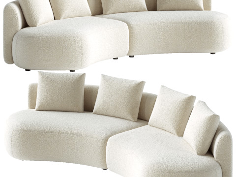 Pebble Boucle Curved Modular Sofa Modèle 3D