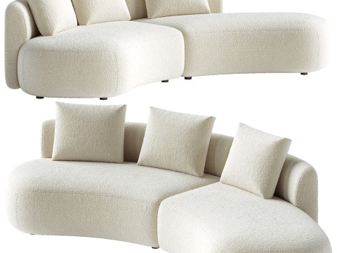 Pebble Boucle Curved Modular Sofa Modèle 3D