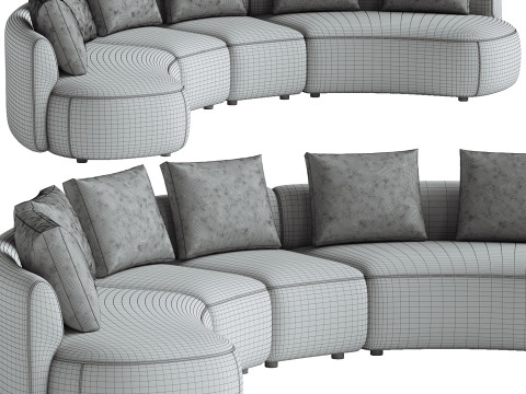 Pebble Boucle Curved Modular Sofa Modèle 3D