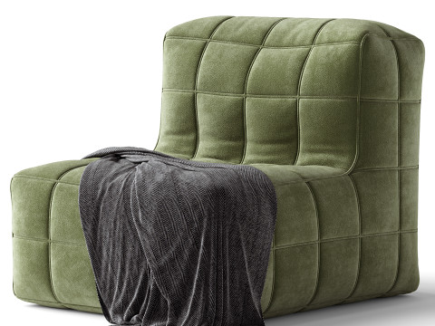 White Solid Color Bean Bag Chair 3D Model