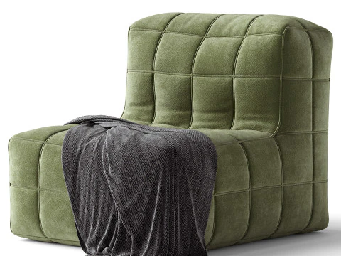 White Solid Color Bean Bag Chair 3D Model