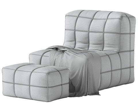 White Solid Color Bean Bag Chair 3D Model