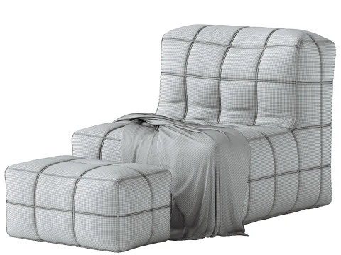 White Solid Color Bean Bag Chair 3D Model