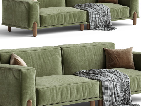 Cuboïde corduroy stof donkergroene sectionele bank 3D Model