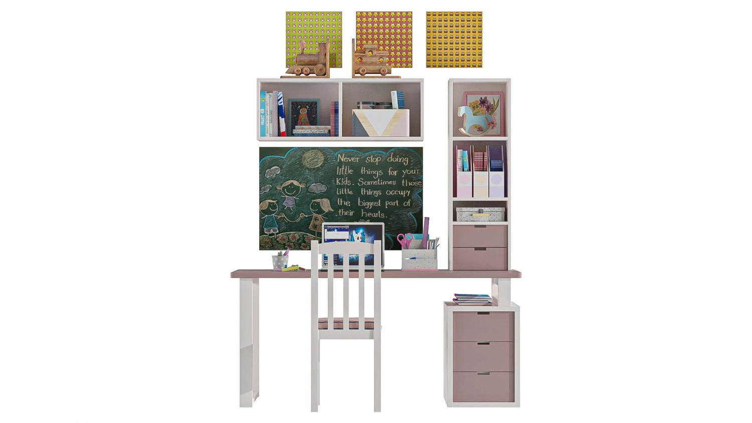 Children Desk 3D Model .c4d .max .obj .3ds .fbx .stl .blend 