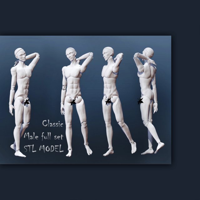 Male set 3D 3D Baskı Modeli .c4d .max .obj .3ds .fbx .stl .blend 