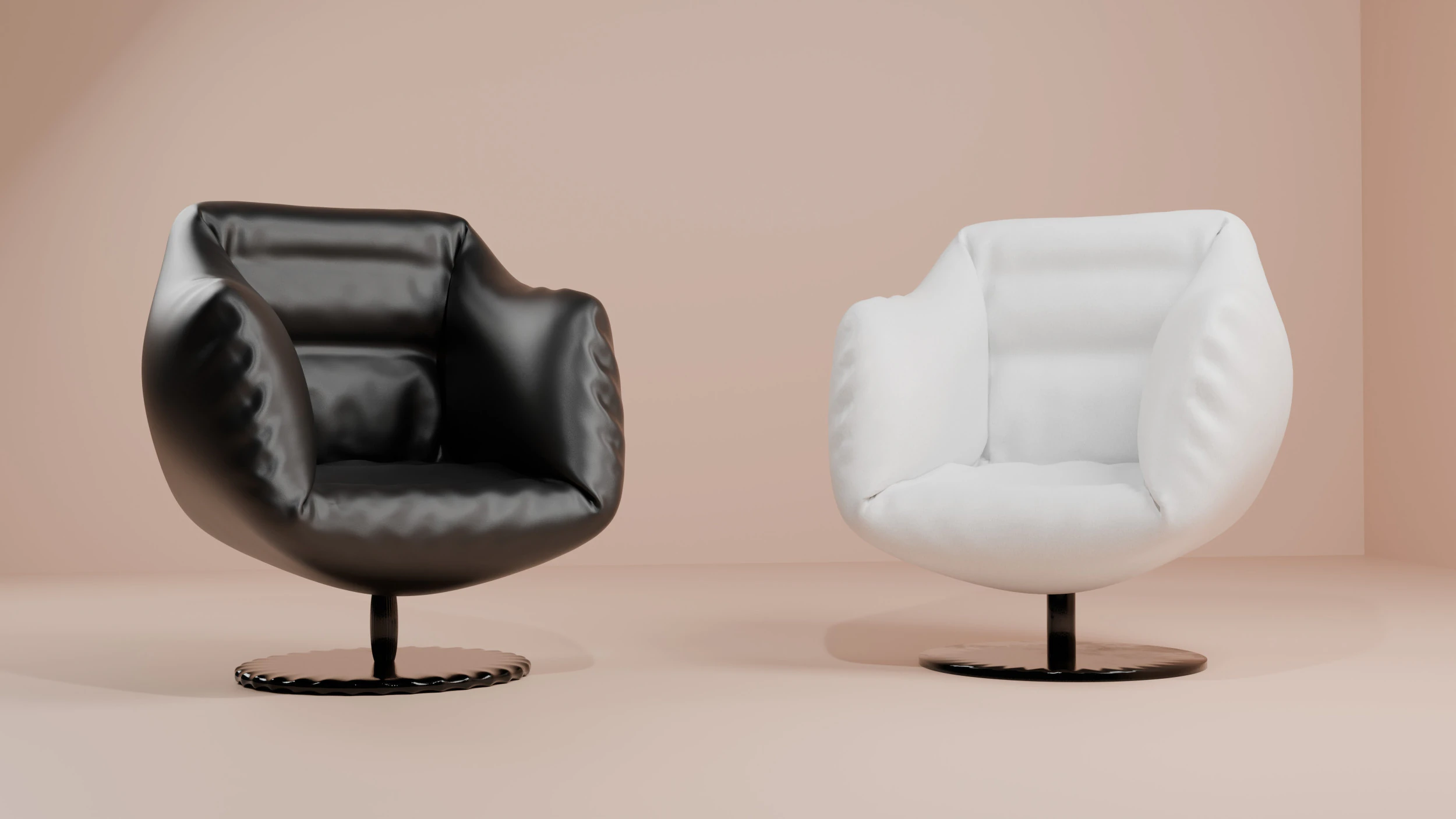 Black and white armchairs 3D Model .c4d .max .obj .3ds .fbx .stl .blend