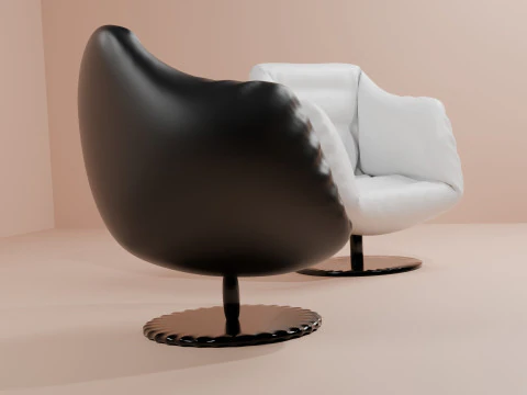 Black and white armchairs 3D Model