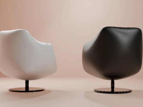 Black and white armchairs 3D Model