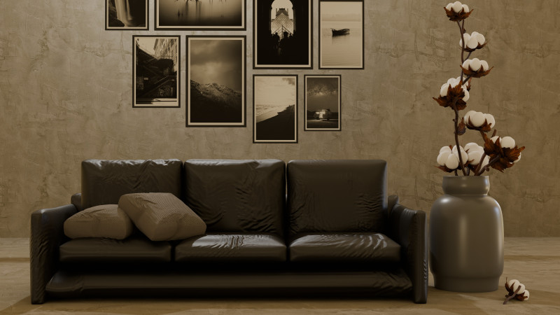 Black sofa 3D Model .c4d .max .obj .3ds .fbx .stl .blend 