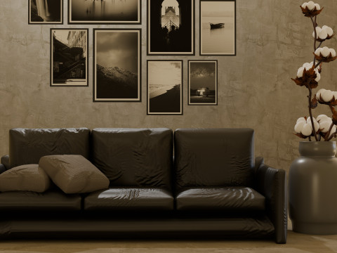 Black sofa Modèle 3D