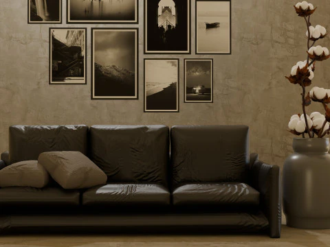 Чорний диван 3D Модель