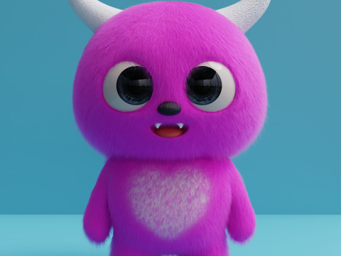 Pink cartoon monster Model 3D