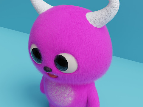 Pink cartoon monster 3D Model