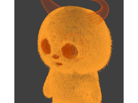 Pink cartoon monster 3D Model