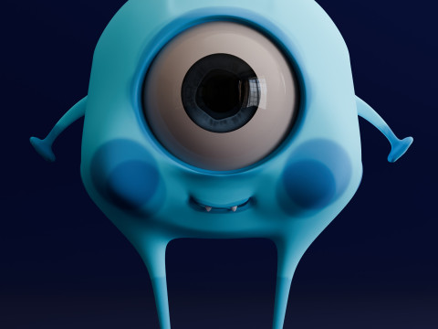 Cartoon Blue Monster 3Dモデル