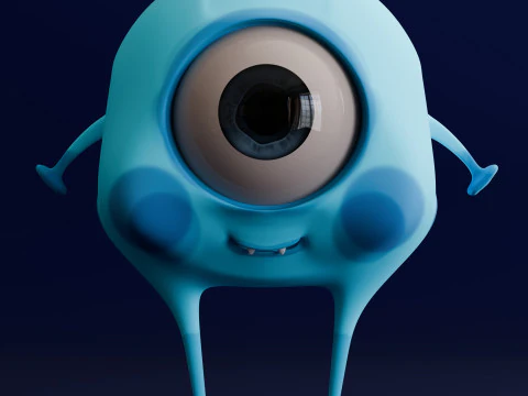 कार्टून नीला राक्षस 3D मॉडल