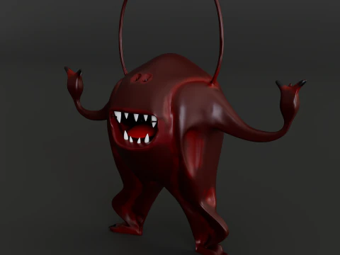 빨간 만화 괴물 3D 모델