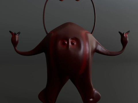 빨간 만화 괴물 3D 모델