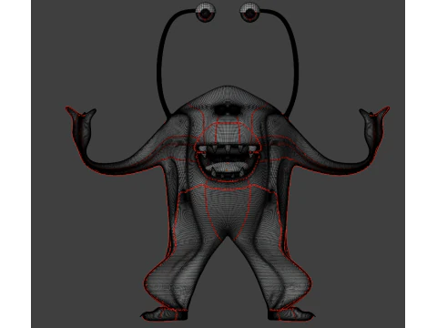 빨간 만화 괴물 3D 모델