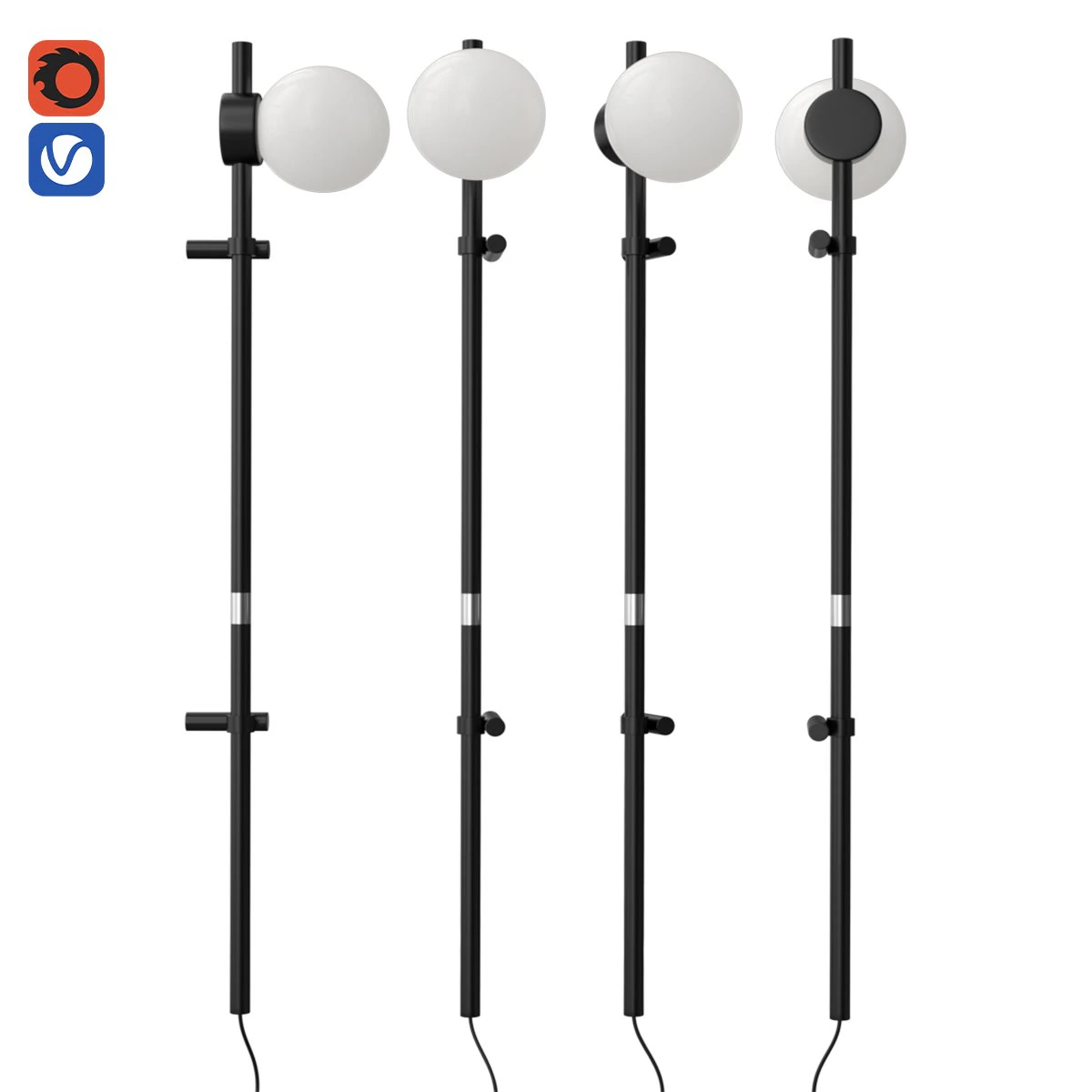 Juno wall lamp 3D Model .c4d .max .obj .3ds .fbx .stl .blend 