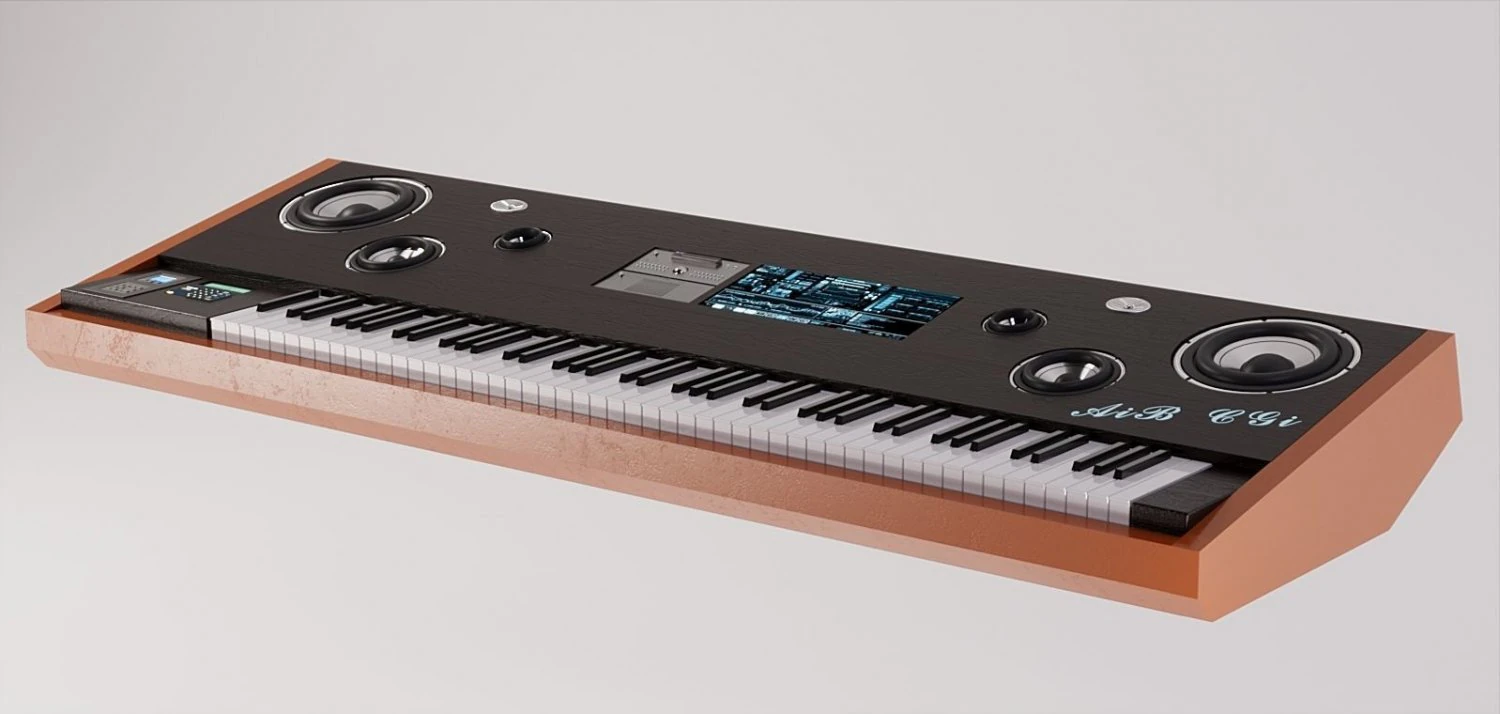 Electrical Keyboard Piano in different textures 3D Model .c4d .max .obj .3ds .fbx .stl .blend