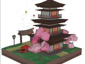 3D chińska architektura Model 3D