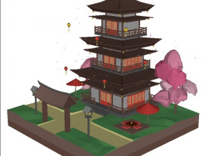 3d chinese architecture Modelo 3D