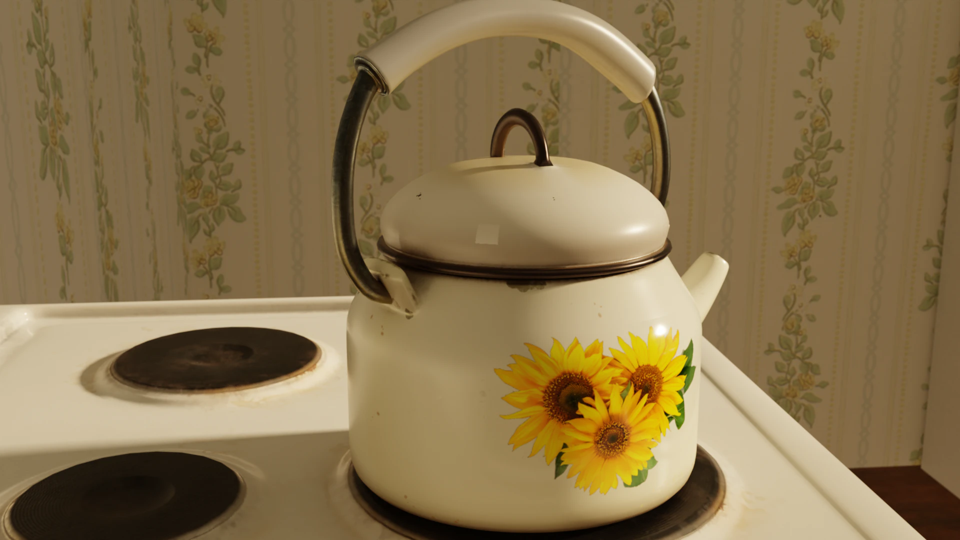 Vintage enamel kettle 3D Model .c4d .max .obj .3ds .fbx .stl .blend
