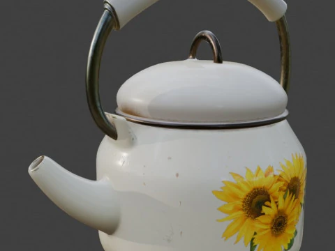 Vintage enamel kettle 3D Model