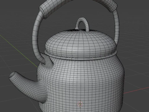 Vintage enamel kettle 3D Model