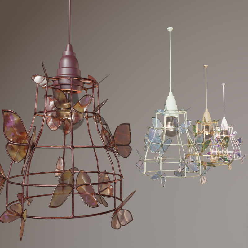 Stained glass pendant lights 3D 模型 .c4d .max .obj .3ds .fbx .stl .blend 