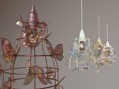 Stained glass pendant lights 3D Model